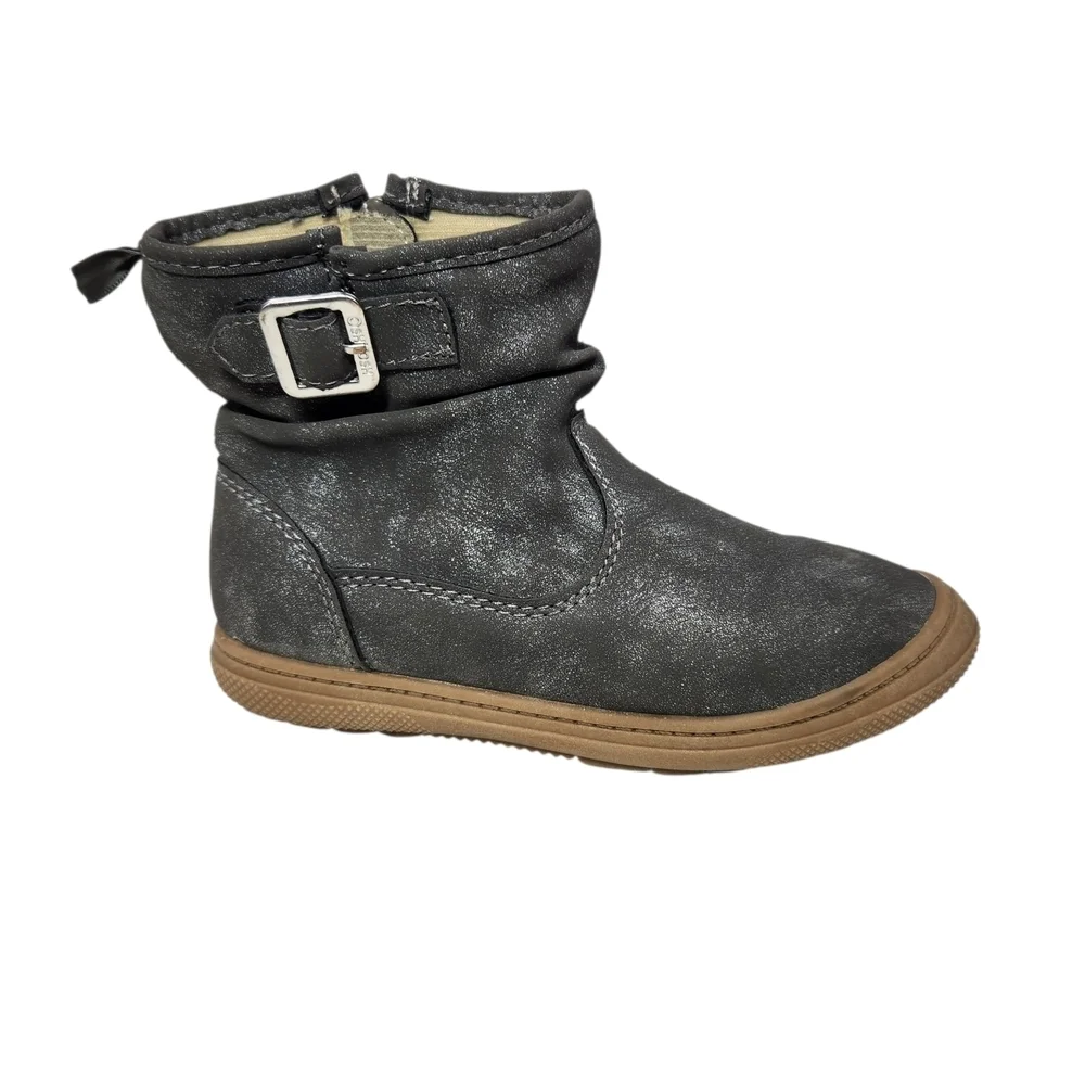 OshKosh B'gosh Toddler Girls' Skippie Ankle Boots Size 11 - Shimmery Gray Zip Up
